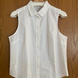 J Crew Sleeveless White Button Down New With Tags, Size Large